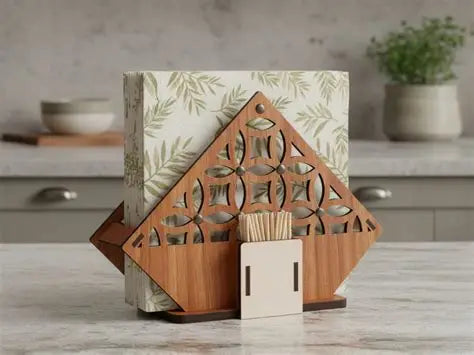 Laser-Cut Wooden Napkin Holder